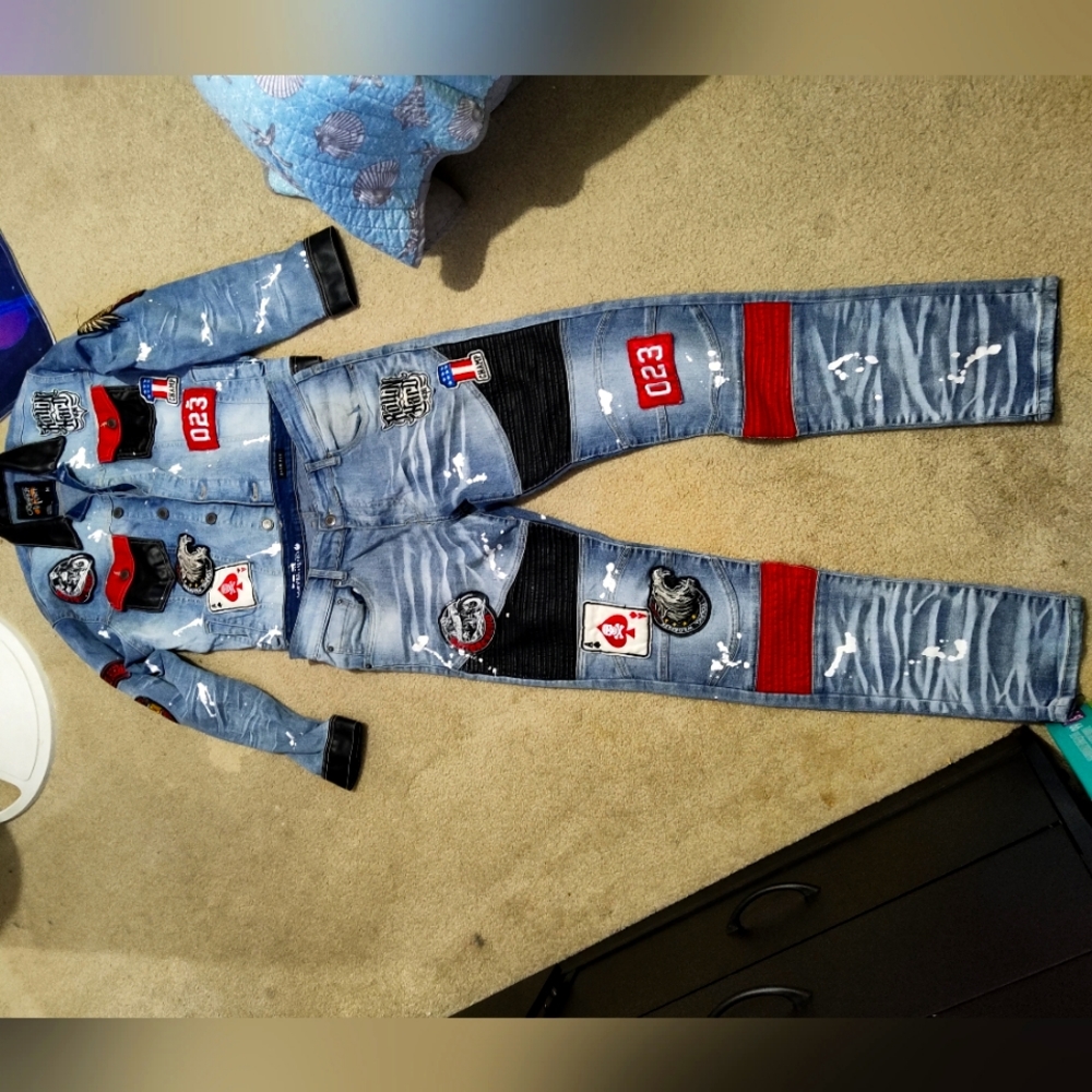 Copper Rivet Denim Jacket And Pants Gem